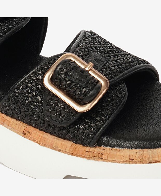 Kadın Siyah Hakiki Deri Sandalet - 5