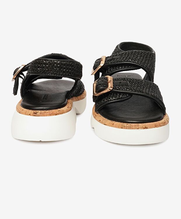 Kadın Siyah Hakiki Deri Sandalet - 7