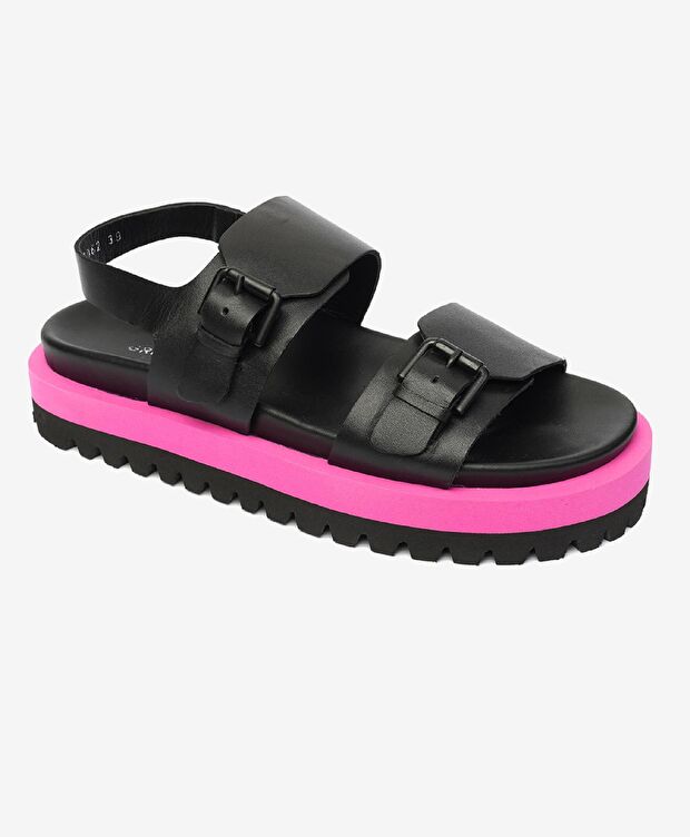 Kadın Siyah Hakiki Deri Sandalet - 2