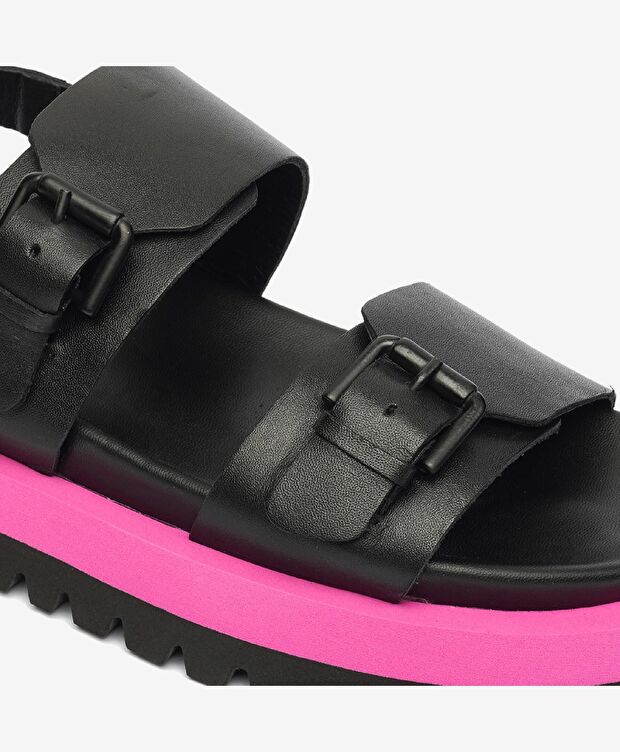 Kadın Siyah Hakiki Deri Sandalet - 5