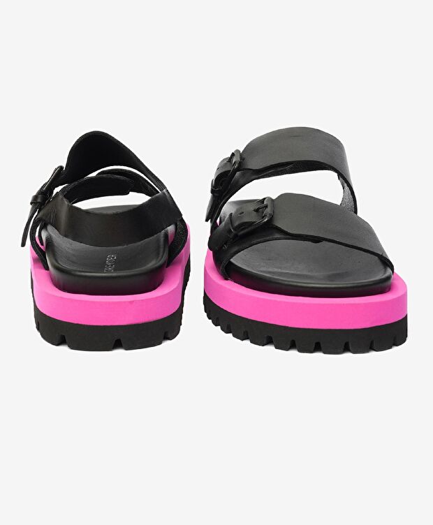 Kadın Siyah Hakiki Deri Sandalet - 7