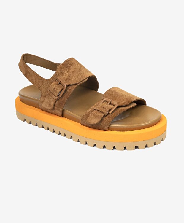 Kadın Taba Süet Hakiki Deri Sandalet - 2