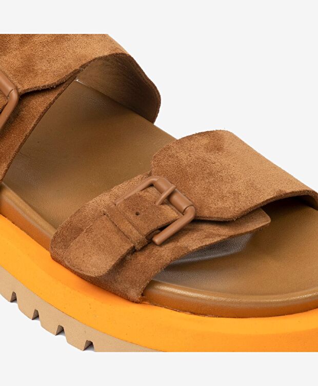 Kadın Taba Süet Hakiki Deri Sandalet - 5