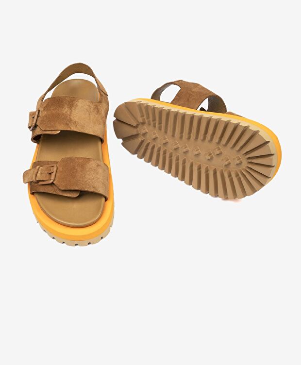 Kadın Taba Süet Hakiki Deri Sandalet - 6