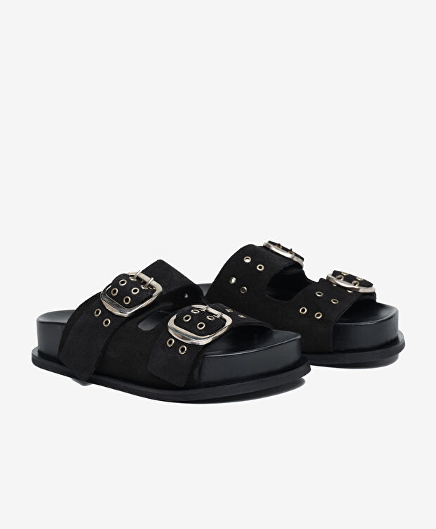 Kadın Siyah Hakiki Deri Terlik - 3