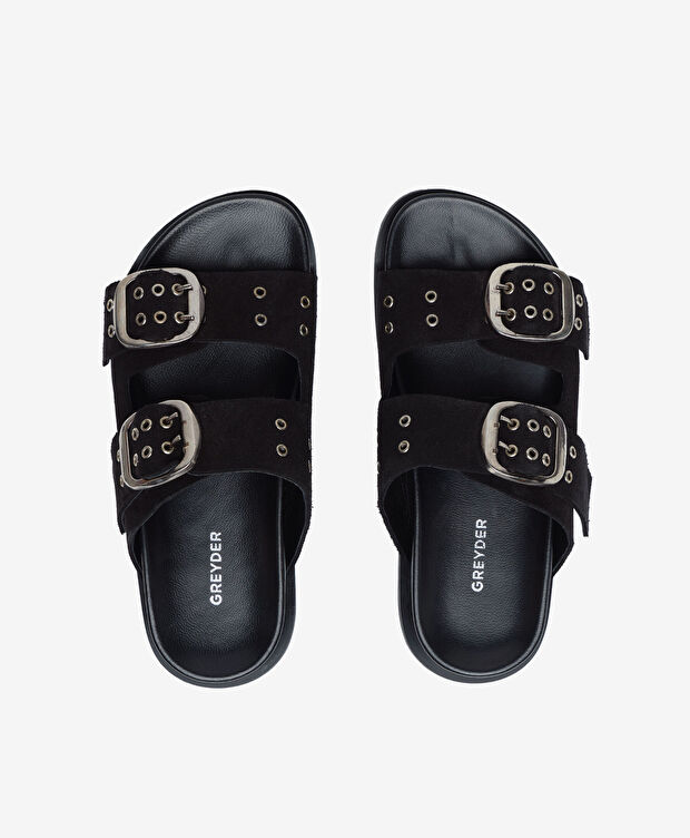 Kadın Siyah Hakiki Deri Terlik - 5