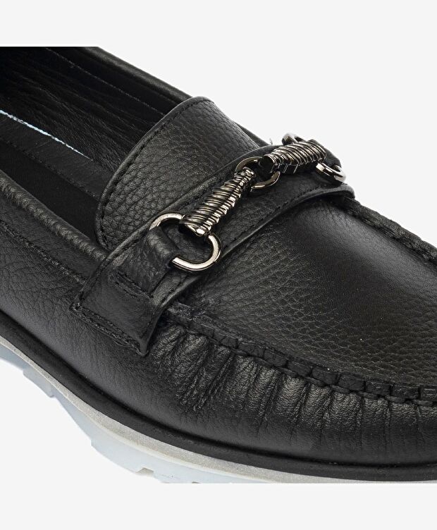 Kadın Siyah Hakiki Deri Loafer Ayakkabı - 5