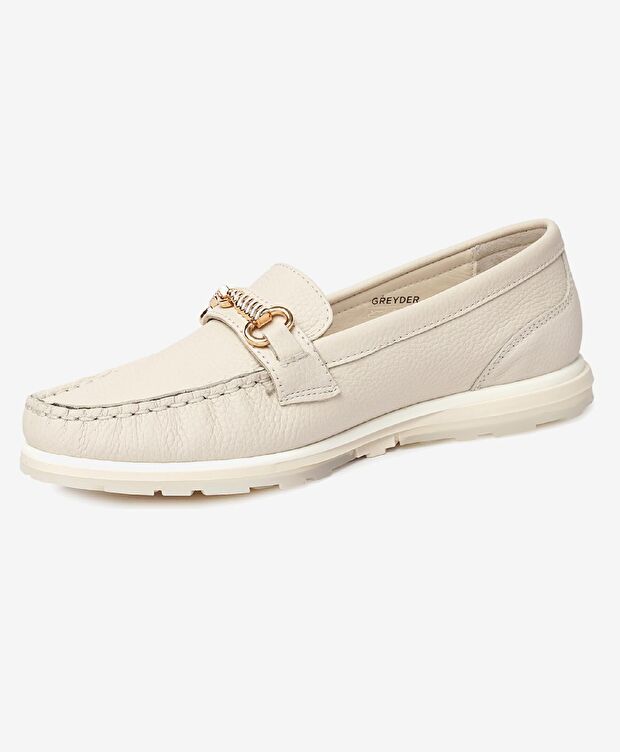 Kadın Kirli Beyaz Hakiki Deri Loafer Ayakkabı - 3