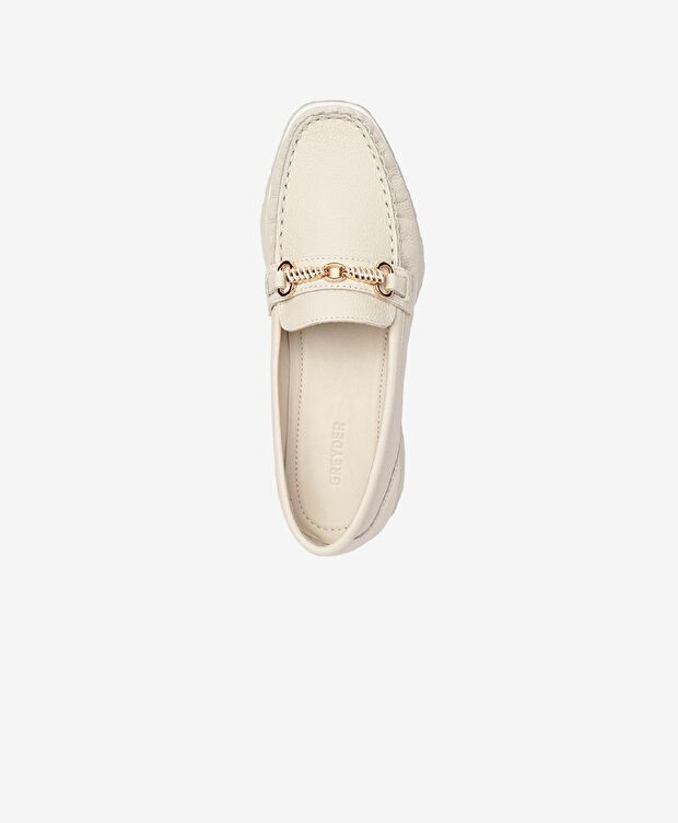 Kadın Kirli Beyaz Hakiki Deri Loafer Ayakkabı - 4