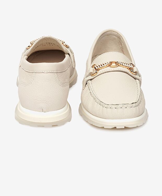 Kadın Kirli Beyaz Hakiki Deri Loafer Ayakkabı - 7