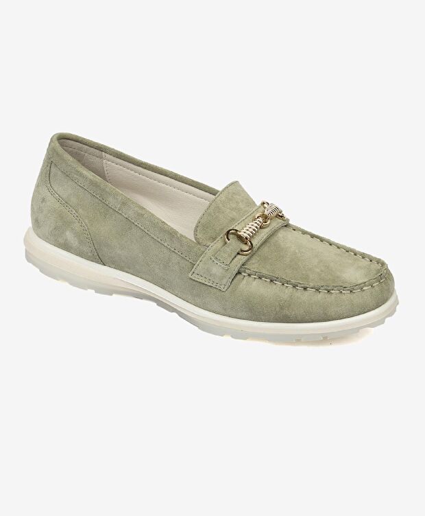 Kadın Yeşil Hakiki Deri Loafer Ayakkabı - 3