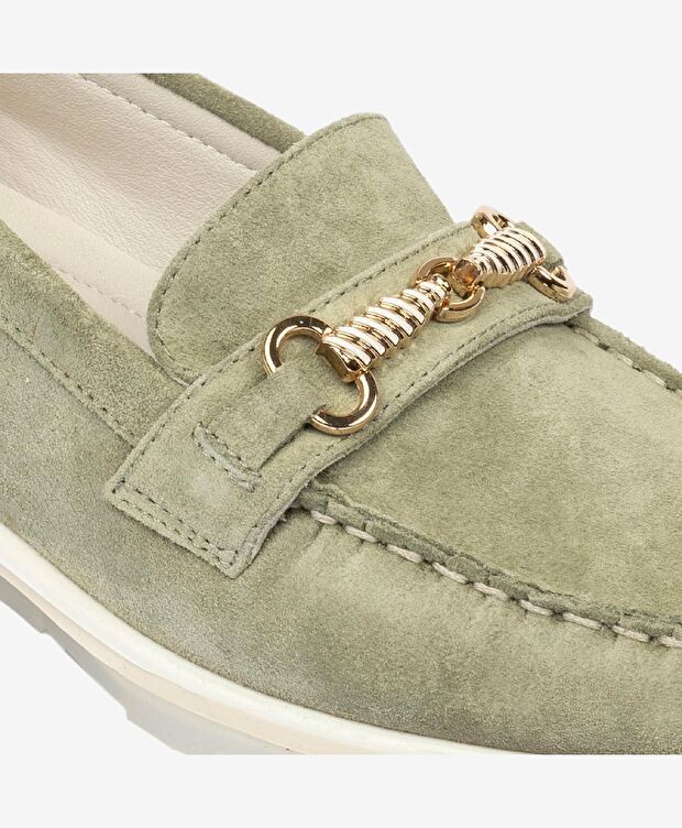 Kadın Yeşil Hakiki Deri Loafer Ayakkabı - 6