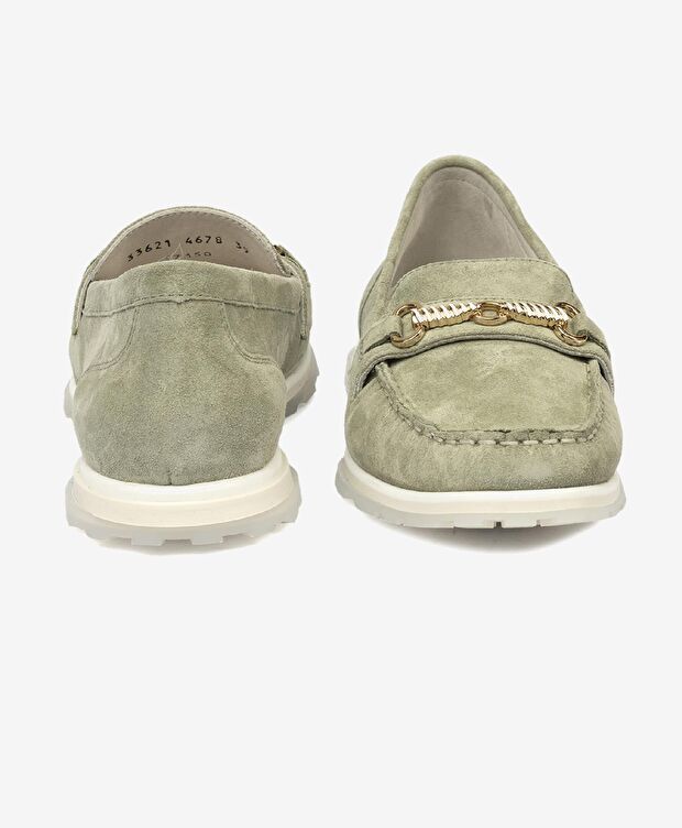 Kadın Yeşil Hakiki Deri Loafer Ayakkabı - 8