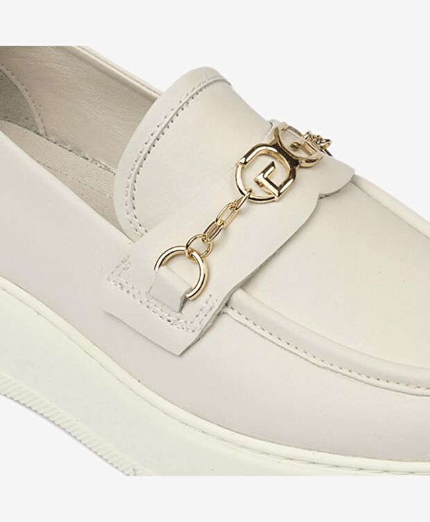 Kadın Kirli Beyaz Hakiki Deri Loafer Ayakkabı - 5