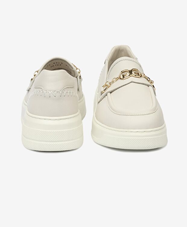 Kadın Kirli Beyaz Hakiki Deri Loafer Ayakkabı - 7