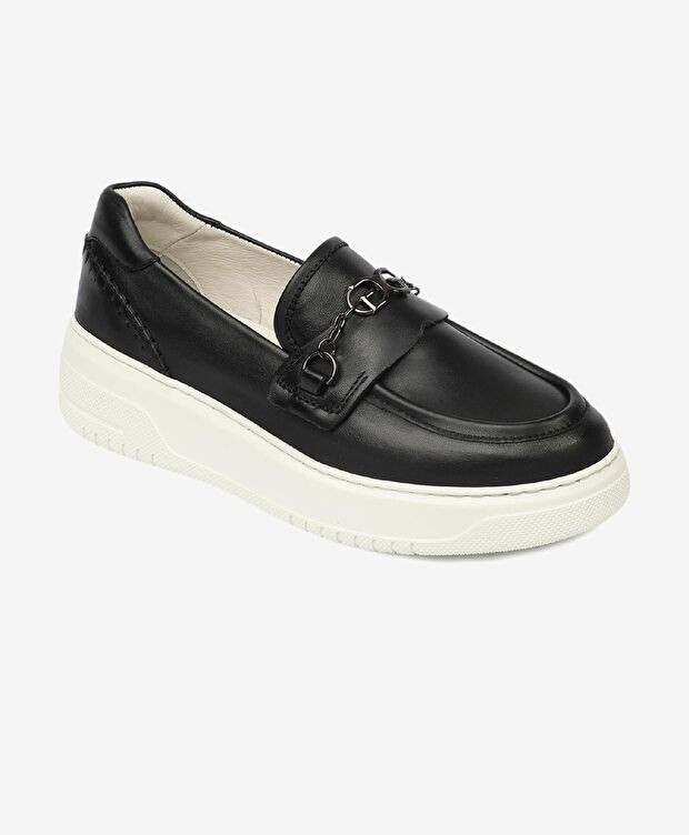 Kadın Siyah Hakiki Deri Loafer Ayakkabı - 2