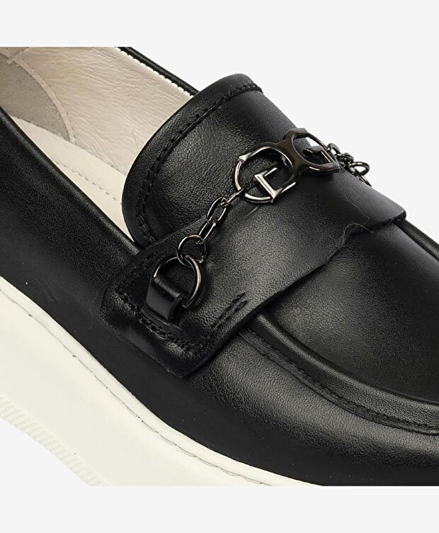 Kadın Siyah Hakiki Deri Loafer Ayakkabı - 5