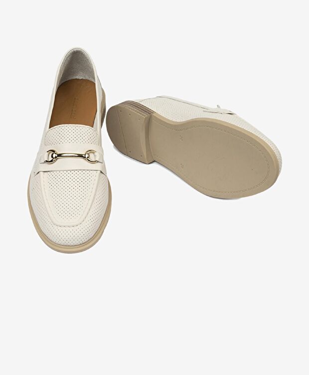 Kadın Kirli Beyaz Hakiki Deri Casual Ayakkabı - 6