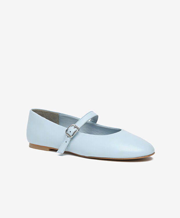 Kadın Açık Mavi Hakiki Deri Babet - 2