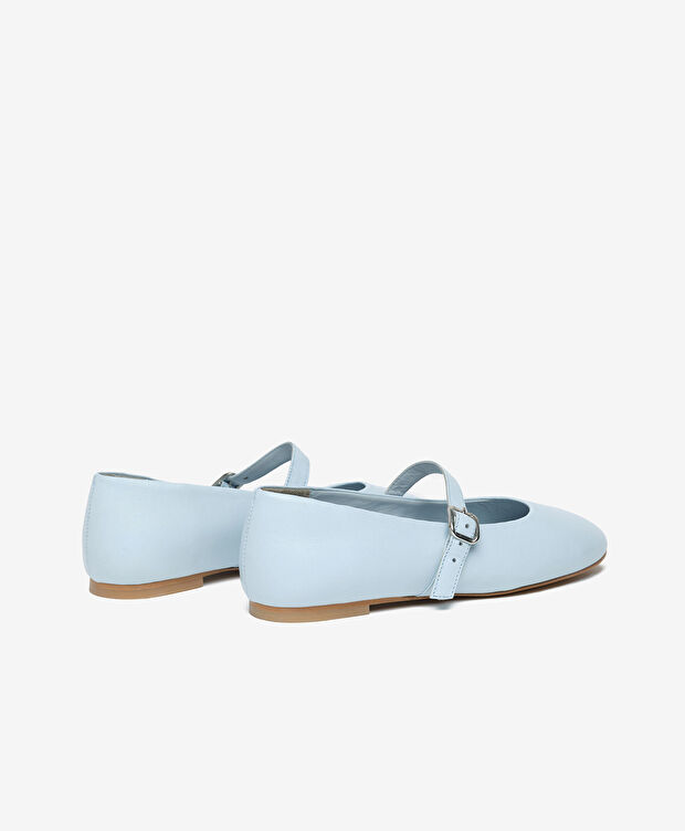 Kadın Açık Mavi Hakiki Deri Babet - 4