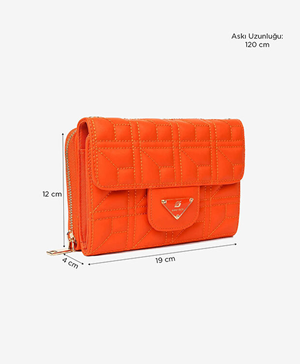 Kadın Turuncu Mıknatıslı Omuz Çantası - 2