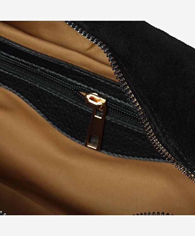 Kadın Siyah İki Bölmeli Omuz Çantası - 5