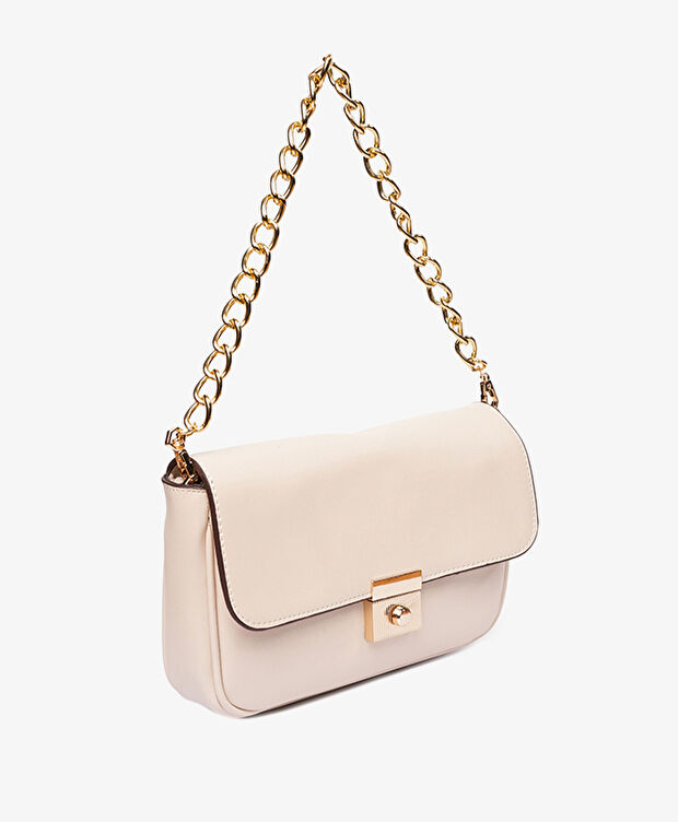 Kadın Ekru Tokalı Omuz Çantası - 2