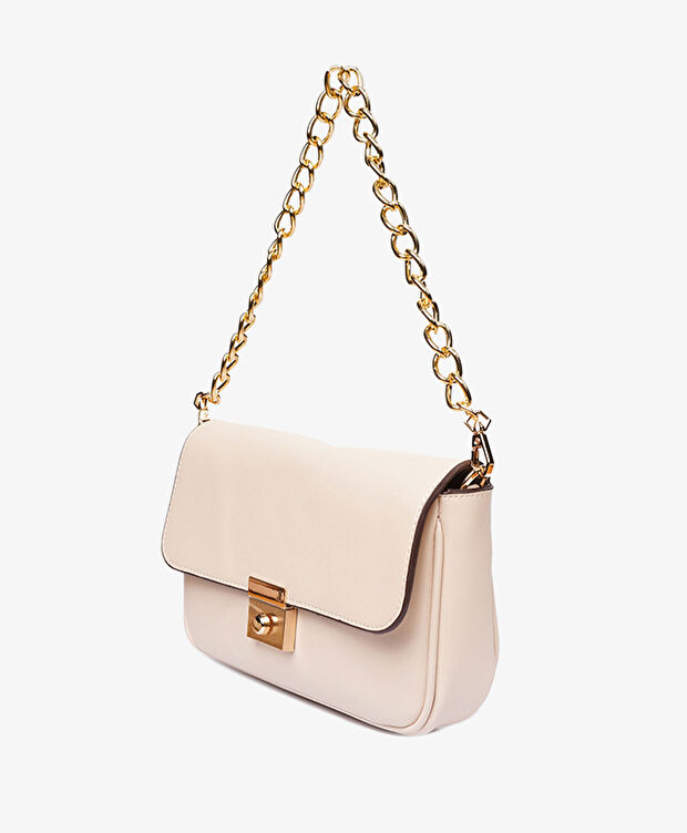 Kadın Ekru Tokalı Omuz Çantası - 3