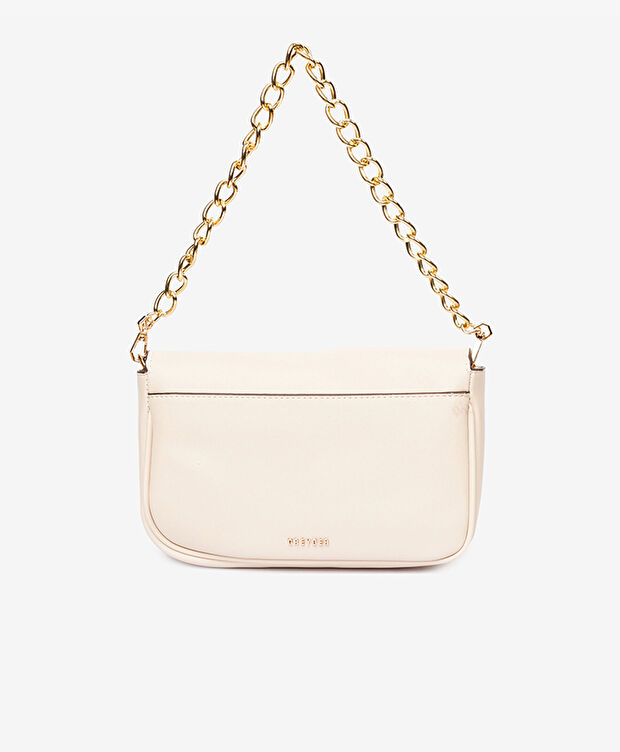 Kadın Ekru Tokalı Omuz Çantası - 4