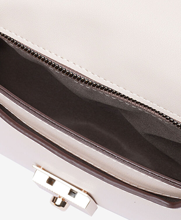 Kadın Ekru Tokalı Omuz Çantası - 5