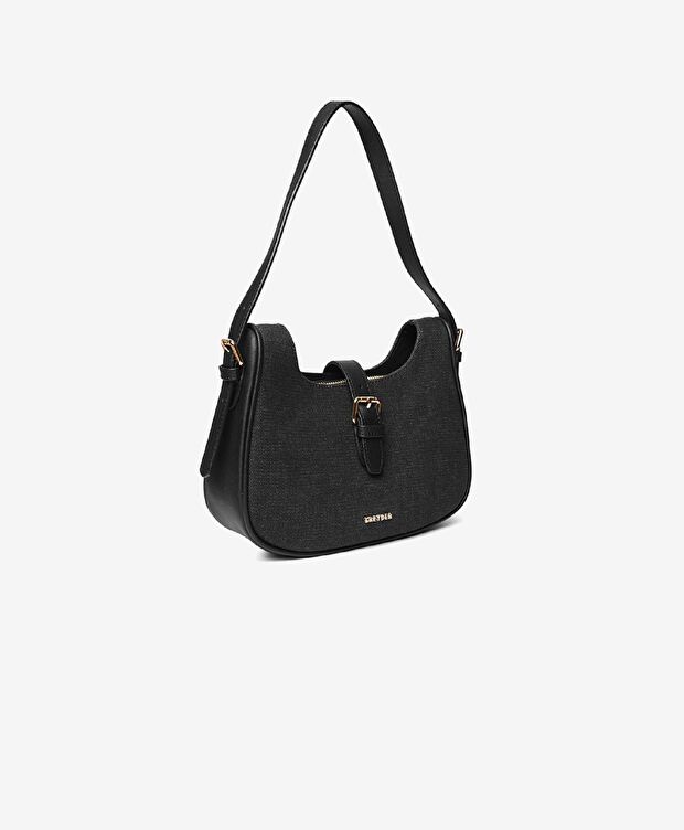 Kadın Siyah Tek Bölmeli Kol Çantası - 6