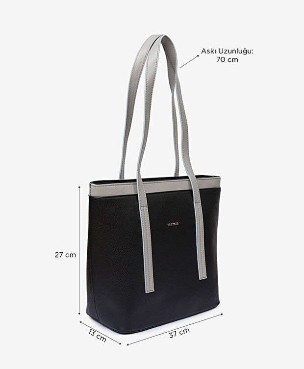 Kadın Siyah Tek Bölmeli Omuz Çantası - 2