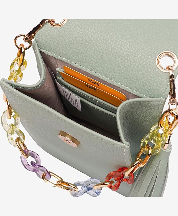 Kadın Mint Tek Bölmeli Çapraz Çanta - 5