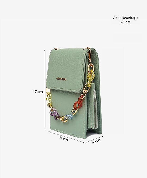 Kadın Mint Tek Bölmeli Çapraz Çanta - 6