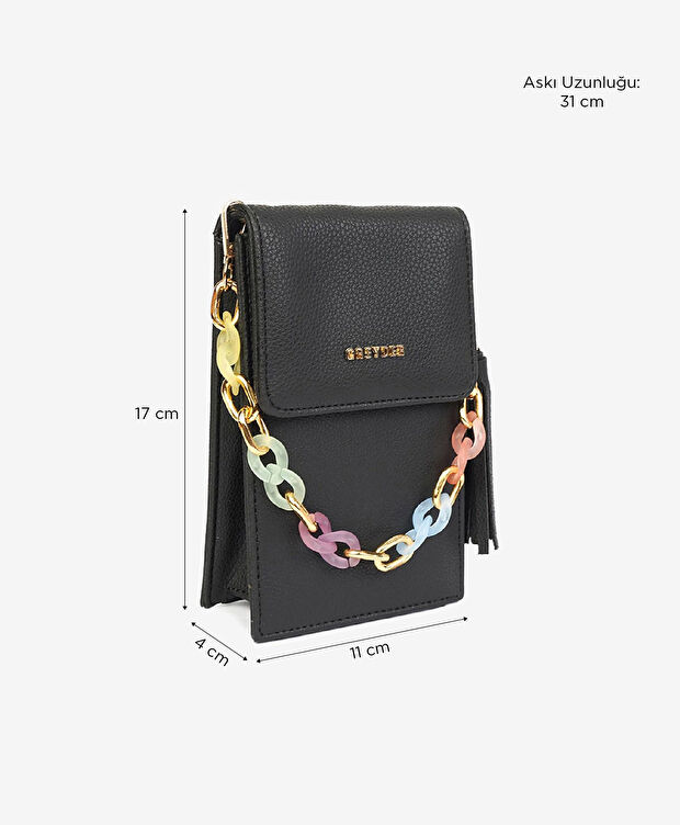 Kadın Siyah Tek Bölmeli Çapraz Çanta - 6