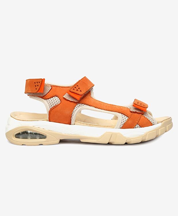 Kadın Turuncu Hakiki Deri Sandalet - 1