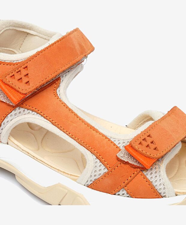 Kadın Turuncu Hakiki Deri Sandalet - 5