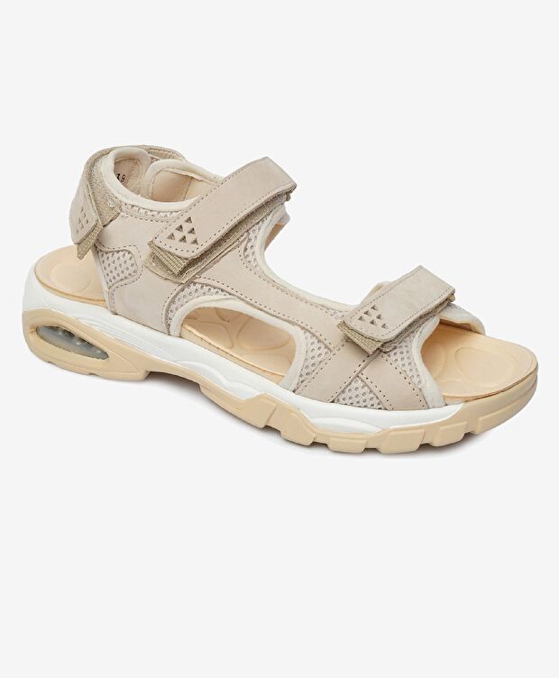 Kadın Bej Hakiki Deri Sandalet - 2