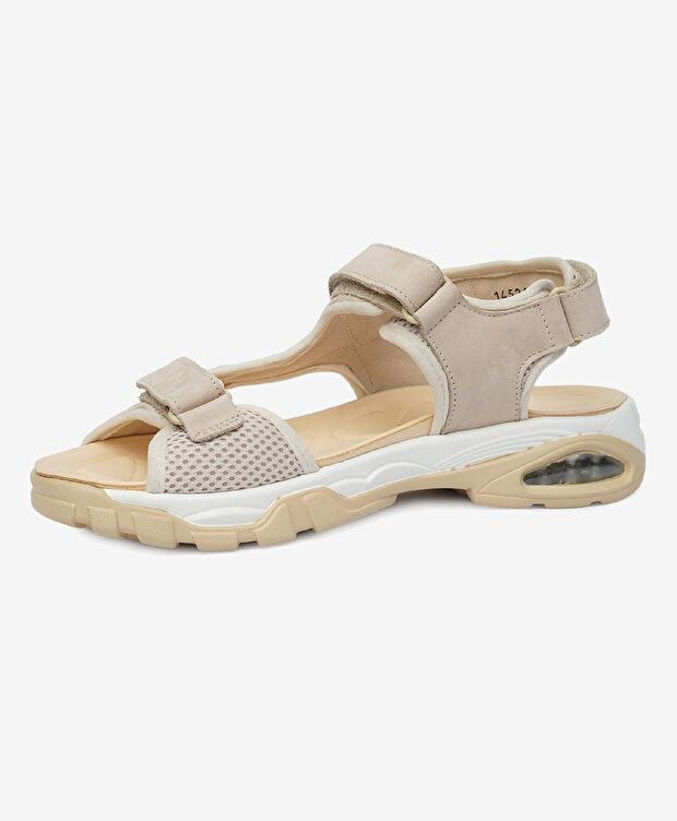 Kadın Bej Hakiki Deri Sandalet - 3