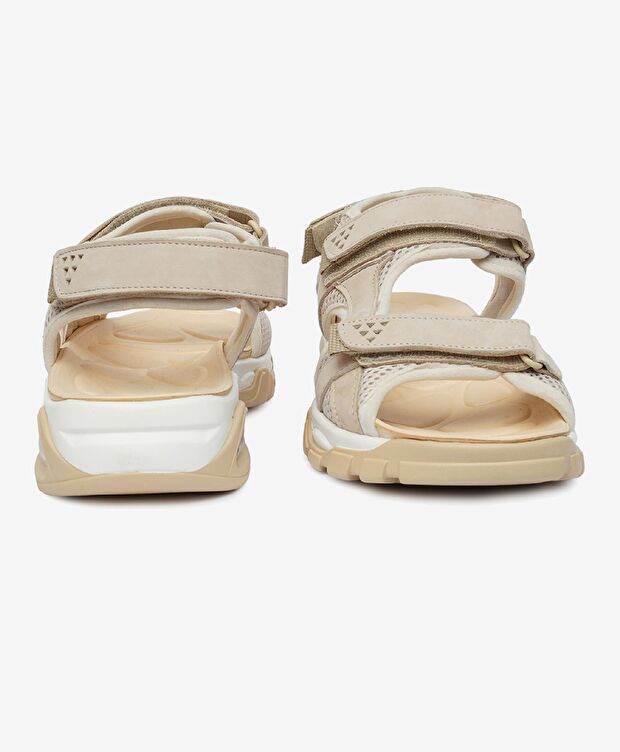 Kadın Bej Hakiki Deri Sandalet - 7