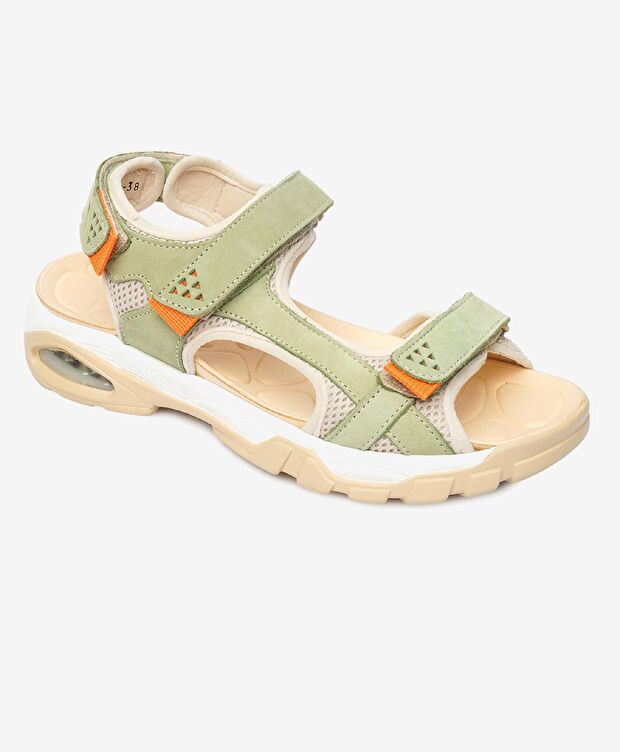 Kadın Yeşil Hakiki Deri Sandalet - 2