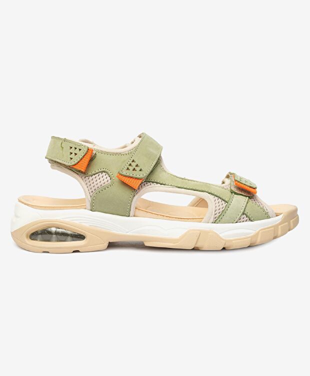 Kadın Yeşil Hakiki Deri Sandalet - 1