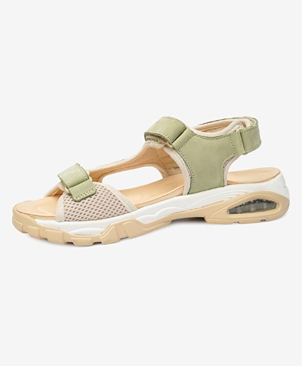 Kadın Yeşil Hakiki Deri Sandalet - 3