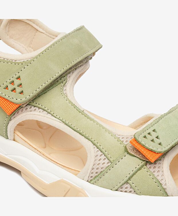 Kadın Yeşil Hakiki Deri Sandalet - 5