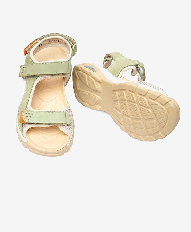 Kadın Yeşil Hakiki Deri Sandalet - 6