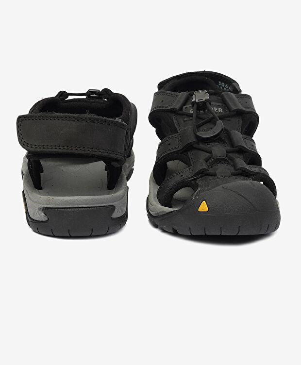 Kadın Siyah Koyu Gri Hakiki Deri Sandalet - 7