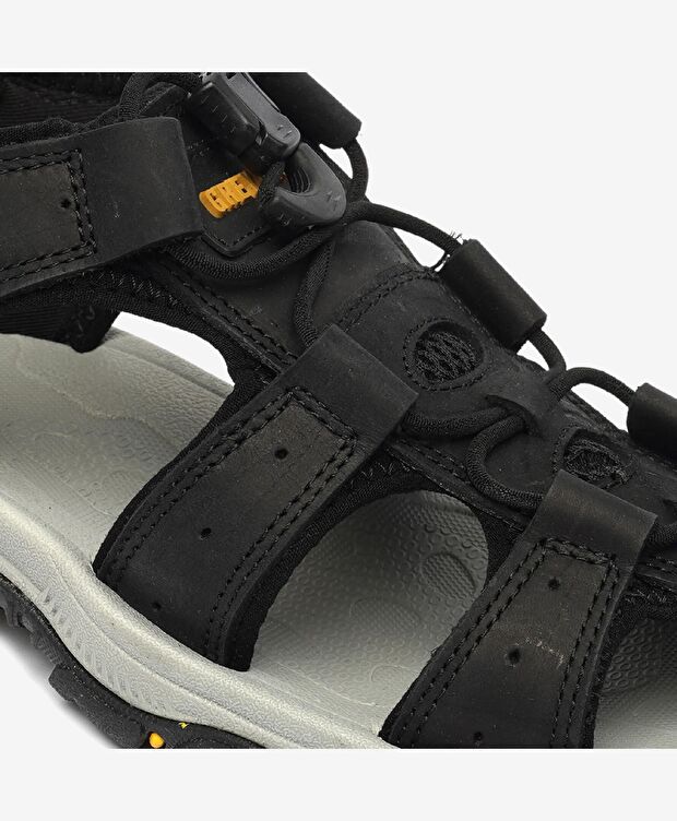 Kadın Siyah Gri Hakiki Deri Sandalet - 5