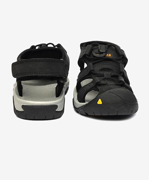 Kadın Siyah Gri Hakiki Deri Sandalet - 7