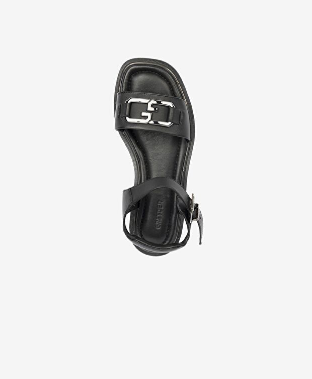 Kadın Siyah Hakiki Deri Sandalet - 4