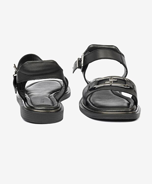 Kadın Siyah Hakiki Deri Sandalet - 7